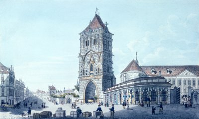 Powder Tower and Prikopy Street by Vincenc Morstadt